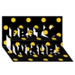 Polka Dots - Deep Lemon Yellow on Black Best Wish 3D Greeting Card (8x4)