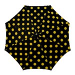 Polka Dots - Deep Lemon Yellow on Black Golf Umbrella