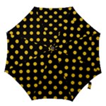 Polka Dots - Deep Lemon Yellow on Black Hook Handle Umbrella (Small)