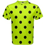 Polka Dots - Black on Fluorescent Yellow Men s Cotton Tee