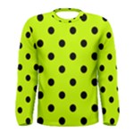 Polka Dots - Black on Fluorescent Yellow Men s Long Sleeve T-shirt