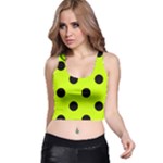 Polka Dots - Black on Fluorescent Yellow Racer Back Crop Top