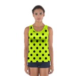 Polka Dots - Black on Fluorescent Yellow Women s Sport Tank Top