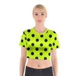 Polka Dots - Black on Fluorescent Yellow Cotton Crop Top