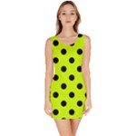 Polka Dots - Black on Fluorescent Yellow Bodycon Dress