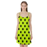 Polka Dots - Black on Fluorescent Yellow Satin Night Slip