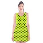Polka Dots - Black on Fluorescent Yellow Scoop Neck Skater Dress
