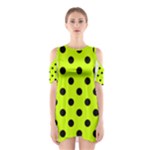 Polka Dots - Black on Fluorescent Yellow Women s Cutout Shoulder Dress