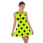 Polka Dots - Black on Fluorescent Yellow Cotton Racerback Dress