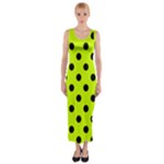 Polka Dots - Black on Fluorescent Yellow Fitted Maxi Dress