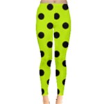 Polka Dots - Black on Fluorescent Yellow Women s Leggings