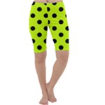 Polka Dots - Black on Fluorescent Yellow Cropped Leggings