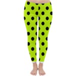 Polka Dots - Black on Fluorescent Yellow Winter Leggings