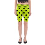 Polka Dots - Black on Fluorescent Yellow Yoga Cropped Leggings