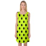 Polka Dots - Black on Fluorescent Yellow Sleeveless Satin Nightdress