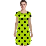 Polka Dots - Black on Fluorescent Yellow Cap Sleeve Nightdress