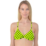 Polka Dots - Black on Fluorescent Yellow Reversible Tri Bikini Top