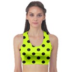 Polka Dots - Black on Fluorescent Yellow Women s Sports Bra