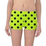 Polka Dots - Black on Fluorescent Yellow Boyleg Bikini Bottoms