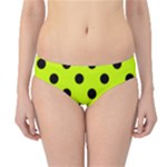Polka Dots - Black on Fluorescent Yellow Hipster Bikini Bottoms