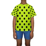 Polka Dots - Black on Fluorescent Yellow Kid s Short Sleeve Swimwear