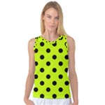 Polka Dots - Black on Fluorescent Yellow Women s Basketball Tank Top