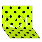 Polka Dots - Black on Fluorescent Yellow I Love You 3D Greeting Card (7x5)