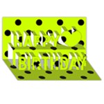 Polka Dots - Black on Fluorescent Yellow Happy Birthday 3D Greeting Card (8x4)