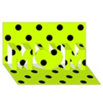 Polka Dots - Black on Fluorescent Yellow MOM 3D Greeting Card (8x4)