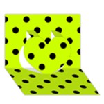Polka Dots - Black on Fluorescent Yellow Heart 3D Greeting Card (7x5)