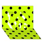 Polka Dots - Black on Fluorescent Yellow LOVE 3D Greeting Card (7x5)