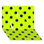 Polka Dots - Black on Fluorescent Yellow Apple 3D Greeting Card (7x5)