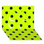 Polka Dots - Black on Fluorescent Yellow Clover 3D Greeting Card (7x5)