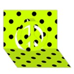 Polka Dots - Black on Fluorescent Yellow Peace Sign 3D Greeting Card (7x5)