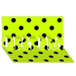 Polka Dots - Black on Fluorescent Yellow BEST BRO 3D Greeting Card (8x4)