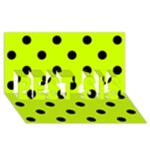 Polka Dots - Black on Fluorescent Yellow BEST SIS 3D Greeting Card (8x4)