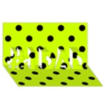 Polka Dots - Black on Fluorescent Yellow #1 DAD 3D Greeting Card (8x4)