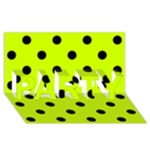 Polka Dots - Black on Fluorescent Yellow PARTY 3D Greeting Card (8x4)