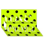 Polka Dots - Black on Fluorescent Yellow Best Wish 3D Greeting Card (8x4)