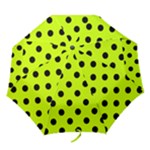Polka Dots - Black on Fluorescent Yellow Folding Umbrella
