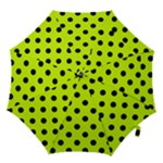 Polka Dots - Black on Fluorescent Yellow Hook Handle Umbrella (Medium)