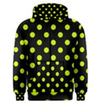 Polka Dots - Fluorescent Yellow on Black Men s Zipper Hoodie