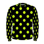 Polka Dots - Fluorescent Yellow on Black Men s Sweatshirt
