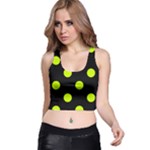 Polka Dots - Fluorescent Yellow on Black Racer Back Crop Top