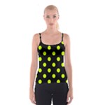 Polka Dots - Fluorescent Yellow on Black Spaghetti Strap Top