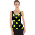 Polka Dots - Fluorescent Yellow on Black Tank Top