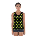 Polka Dots - Fluorescent Yellow on Black Women s Sport Tank Top