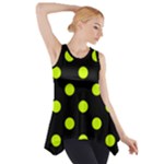 Polka Dots - Fluorescent Yellow on Black Side Drop Tank Tunic