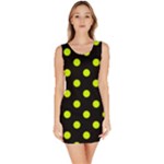 Polka Dots - Fluorescent Yellow on Black Bodycon Dress