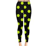 Polka Dots - Fluorescent Yellow on Black Women s Leggings